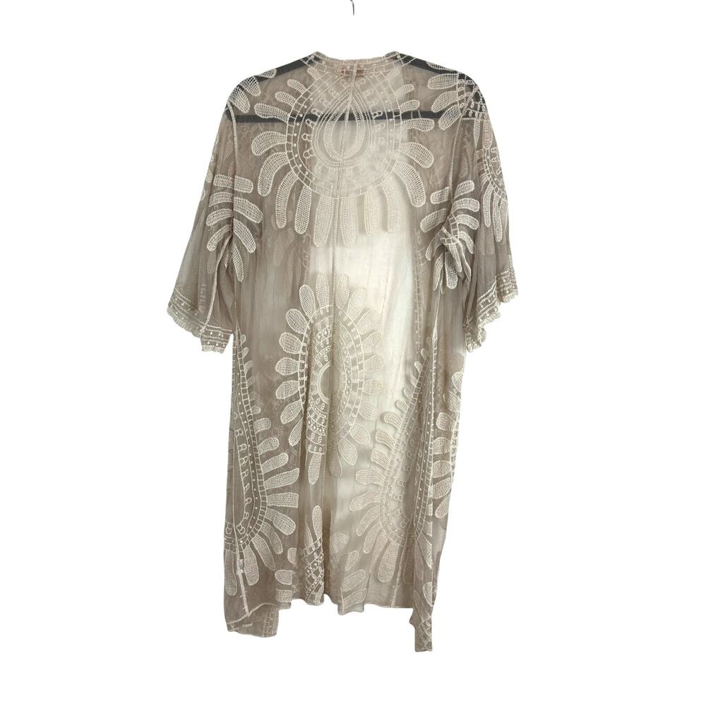 Rebellion Again White Lace Kimono Coverup - Size M Boho whimsical Bridal - Picture 3 of 8